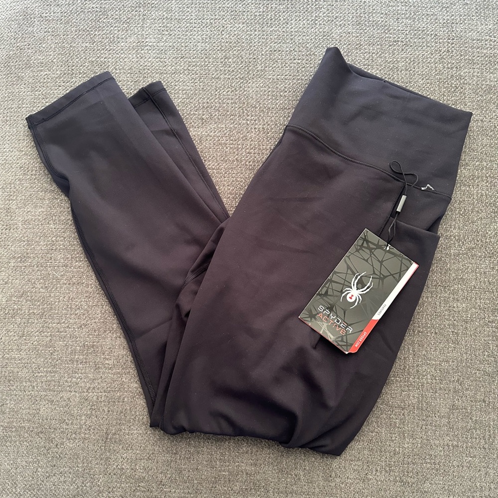 Women’s Spyder Leggings XL high rise NWT Black- with pockets!